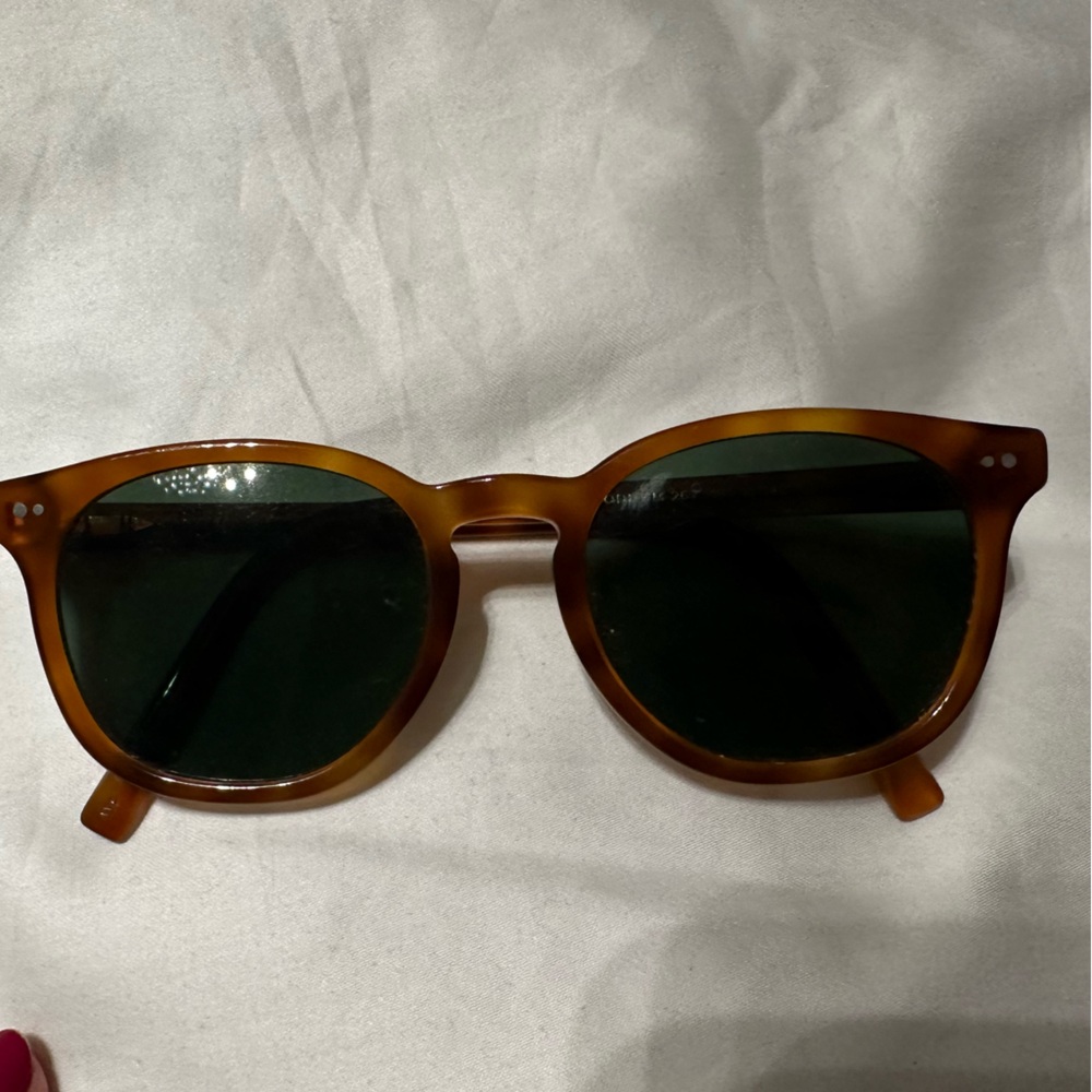 Warby Parker Retro Round Sunglasses - Tortoise Frame, Dark Green Lenses